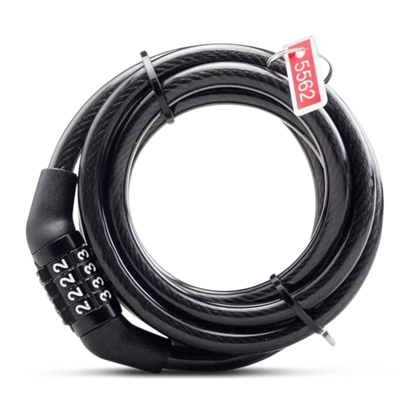 Khóa Dây Thép 4 Mã Số Xe Đạp - Xe Máy Siêu Bền 1.2 Mét VP01 (Đen)