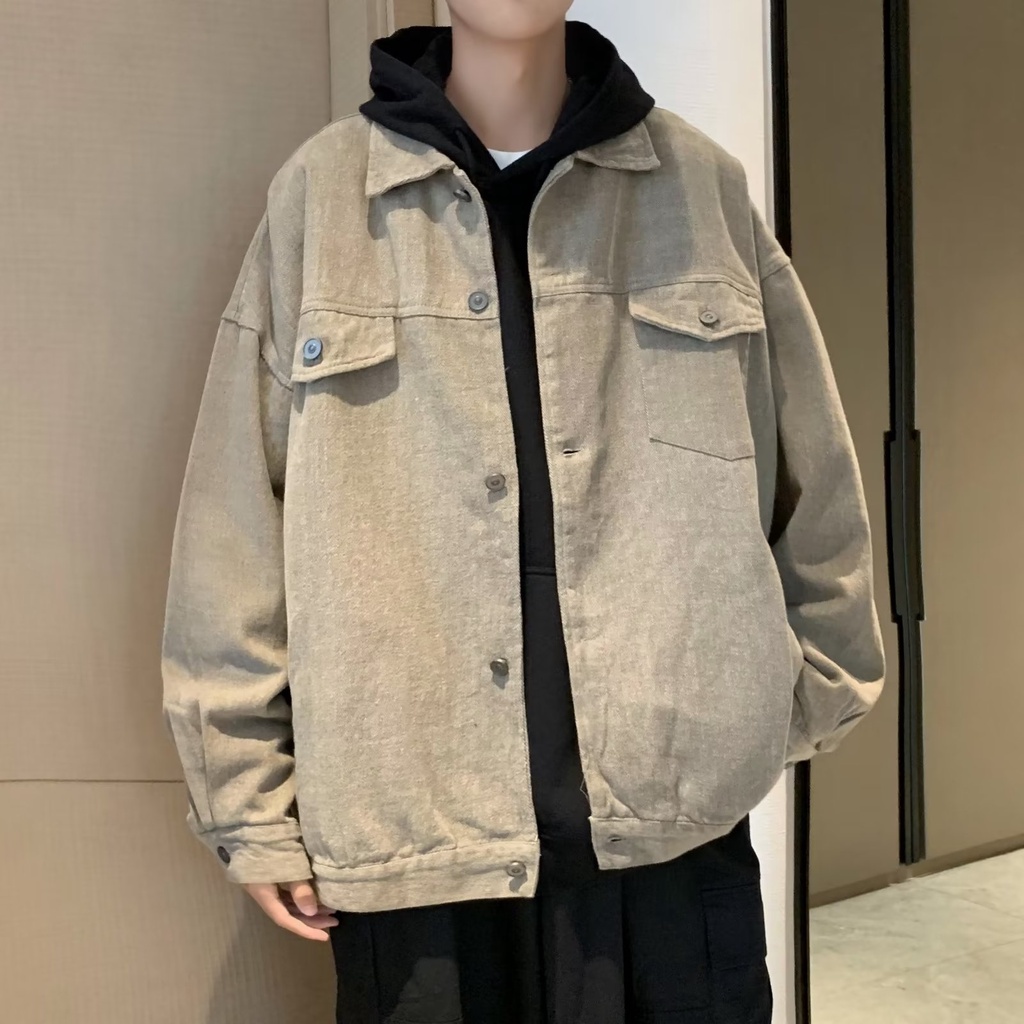 Áo khoác tay dài phong cách harajuku nhật bản mới cho nam top áo khoác jacket nam  from rộng simple áo khoác bóng chày nam fashion áo khoác bomber nỉ nam
