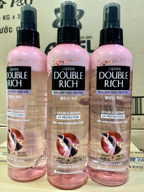 Xịt Dưỡng Tóc Double Rich chăm sóc tóc khô xơ và hư tổn 250ml ( mầu hồng )