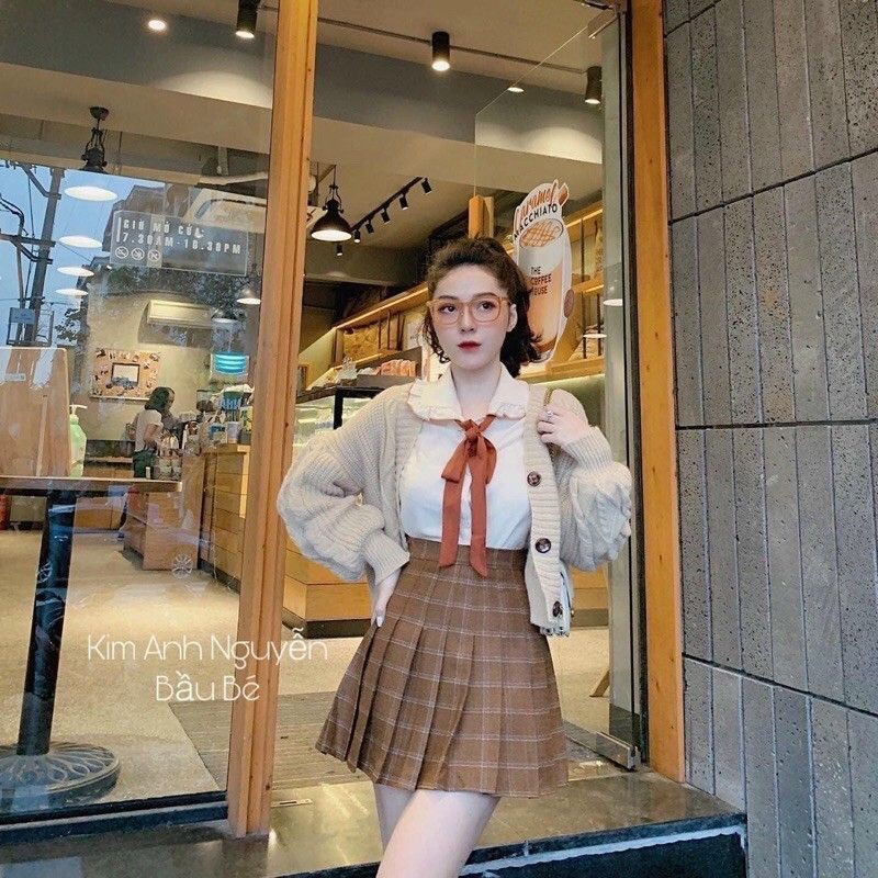 [ Mã WASTRUN4 giảm 10% tối đa 30K đơn 99K] Áo sơ mi bèo nơ nâu cổ viền | BigBuy360 - bigbuy360.vn