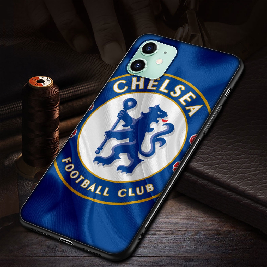 Ốp điện thoại TPU silicon đen mềm in hình logo đội bóng Chelsea cho iPhone 11 Pro XR X XS Max 6 6s 7 8 Plus