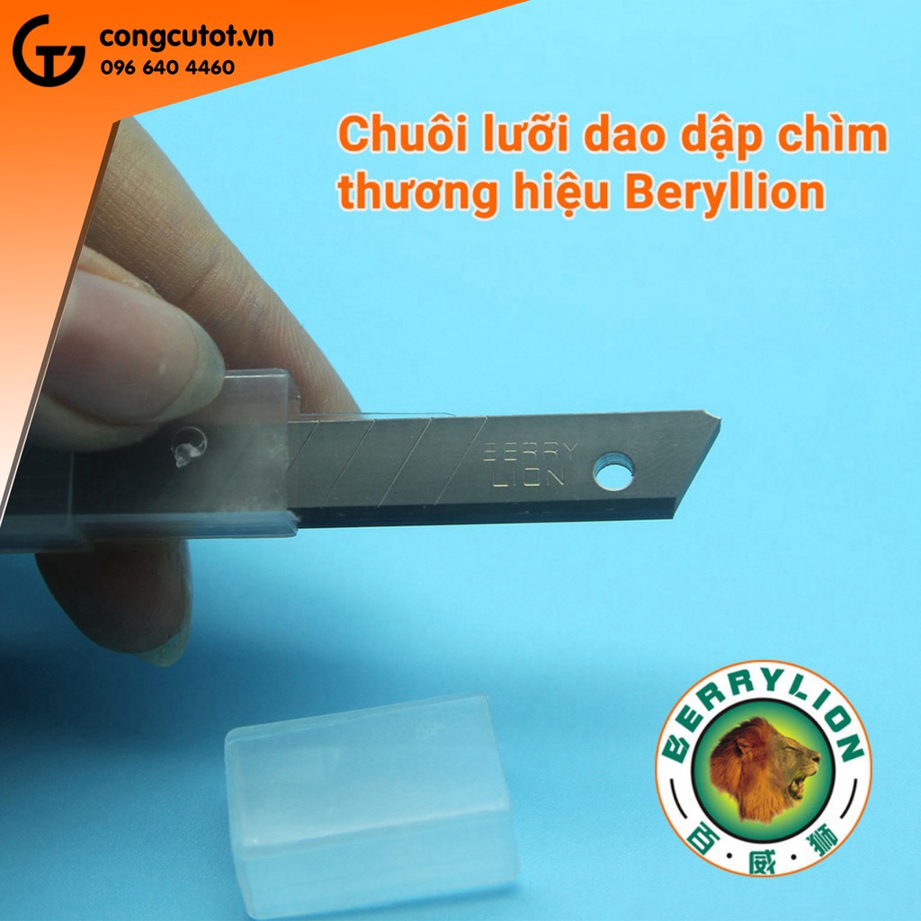 Hộp 100 lưỡi dao rọc giấy Berrylion A80 khổ 9ly (gồm 10 hộp con)