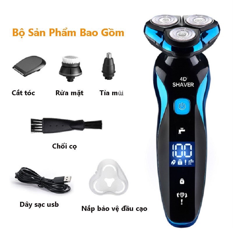 Máy cạo râu đa năng SHAVER 4D mẫu mới 2022 -máy cạo râu nam cao cấp 4 tính năng: cắt lông mũi, rửa mặt, cạo tóc mai