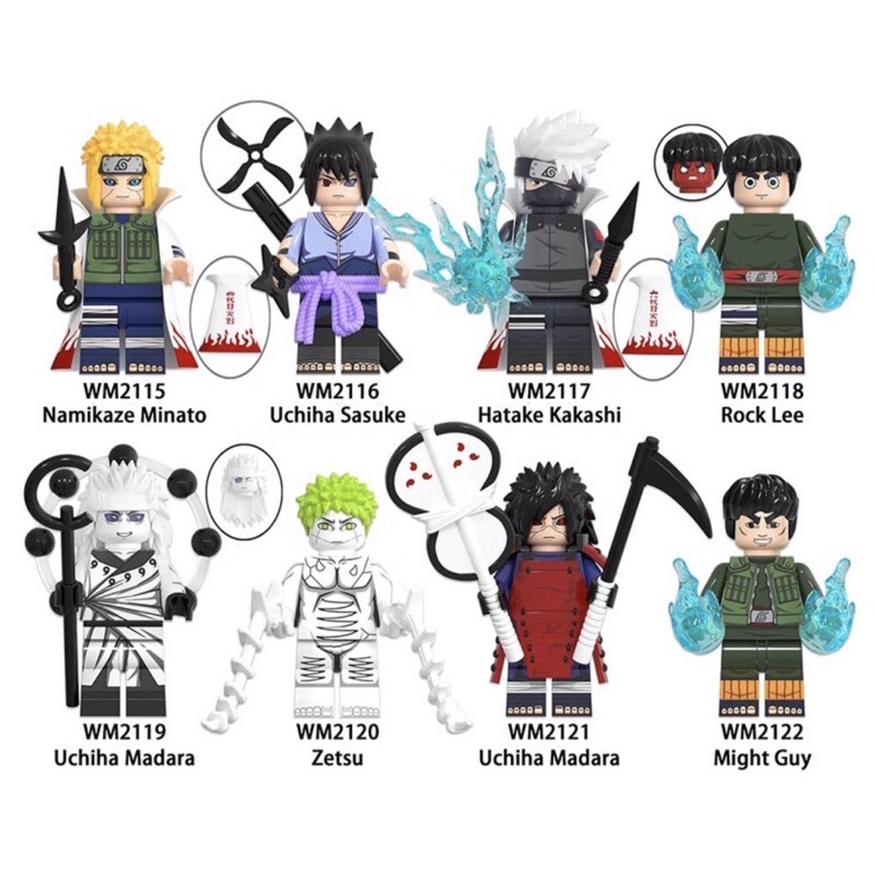 1 Nhân Vật Lego Naruto Hãng WM (Minato, Sasuke, Kakashi, Rock Lee, Madara, Zetsu, Madara Lục Đạo, Might Guy)