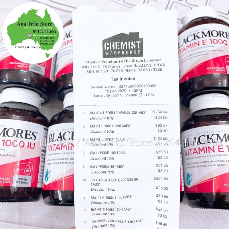 Vitamin E Blackmore úc 1000/ hộp 100 viên