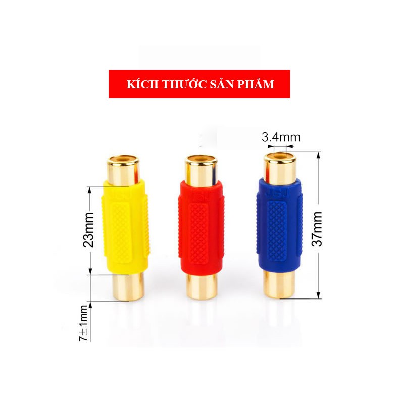 Jack kết nối 2 đầu bông sen( AV/RCA) JSJ T222 thiết kế tinh tế, gia công sắc sảo, đầu nối được gia công mạ vàng