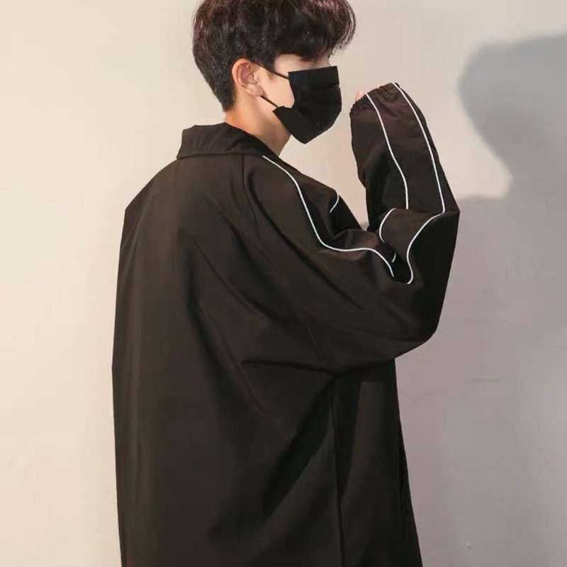 Áo Khoác Dù Viền Tay Phản Quang Form Rộng Unisex Ulzzang