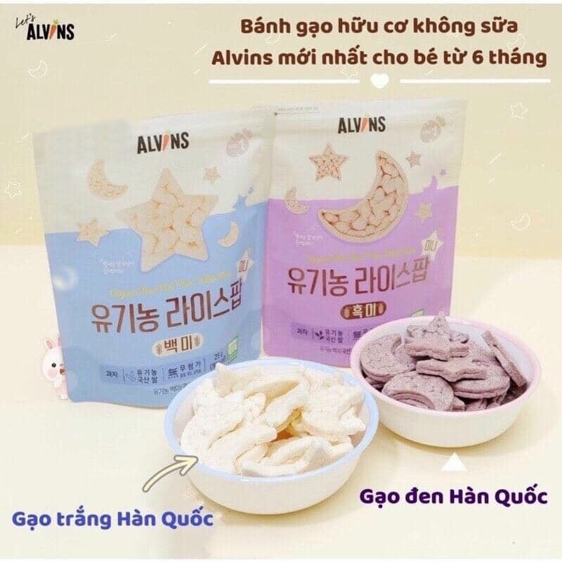 [DATE T9/2022] BÁNH GẠO ĂN DẶM HỮU CƠ ALVINS POP MINI HÌNH TRĂNG SAO CHO BÉ 6M