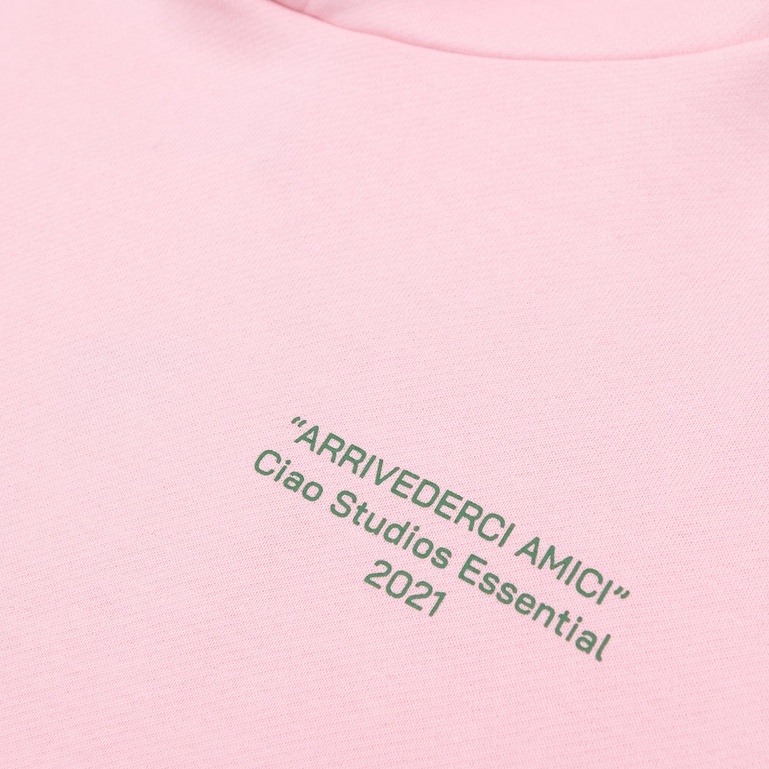 Áo dài có mũ dáng rộng unisex CIAO Pink Adieu Essential Hoodie