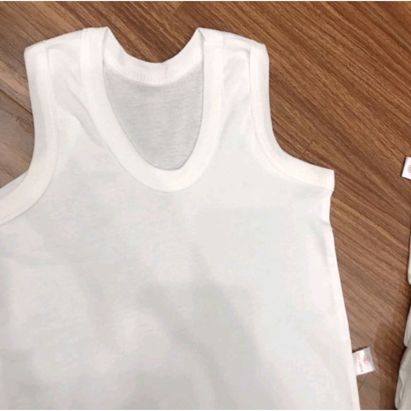 ÁO BA LỖ TRẮNG 100% COTTON CHO BÉ