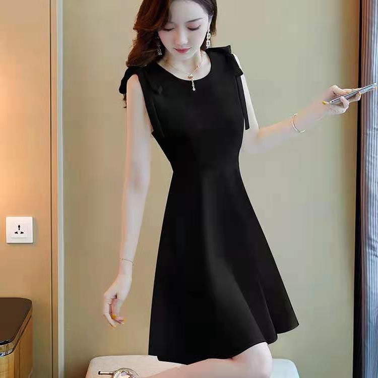 Váy nữ thiết kế dự tiệc, đầm nữ xòe hai nơ vai
