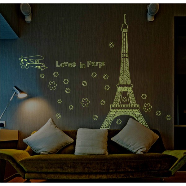 Decal trang trí tường - Tháp Love In Paris DẠ QUANG