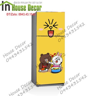 Decal dán tủ lạnh - miếng dán tủ lạnh chống thấm nước - phù hợp mọi loại tủ - gấu brown - ms 102