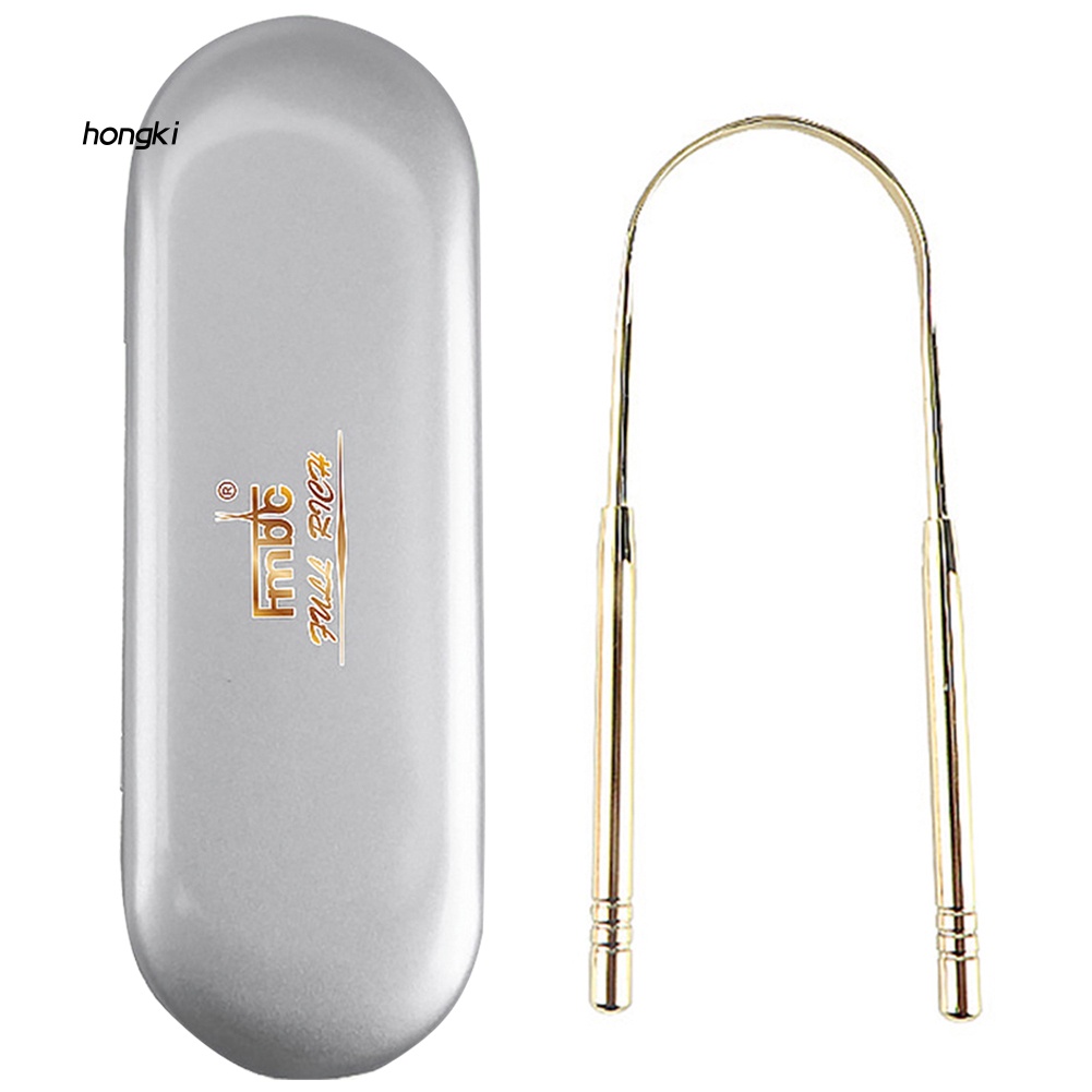 Dụng Cụ Cạo Lưỡi Bằng Thép Không Gỉ Giữ Sạch Răng Miệng Kèm Hộp Đựng