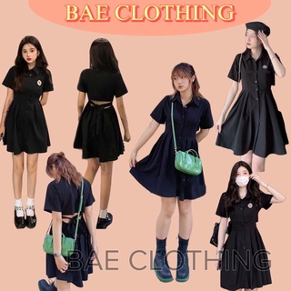 ĐẦM ĐEN TAY NGẮN DIVIA DRESS thiết kế cut-out lưng phần eo có bo chun co giãn và thắt nơ sau lưng