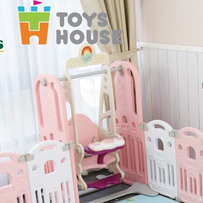 Xích đu đơn cho bé hình lâu đài Toyshouse, màu xanh DC04