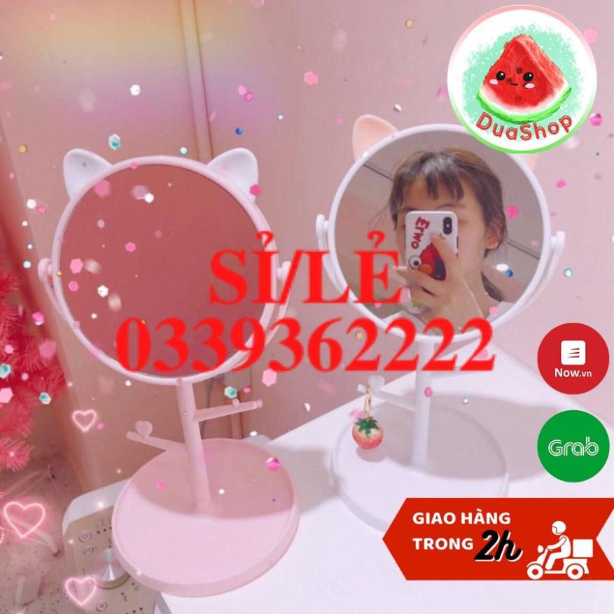 [ HAIANHSHOP ] Gương Trang Điểm Để Bàn Tai Mèo Dễ Thương - Gương Neko Để Bàn Xoay 360 phong cách Hàn Quốc Duashop &gt;