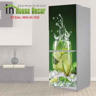 Giấy dán tủ lạnh máy giặt 🍀 FREESHIP 🍀 GIẢM 20K KHI NHẬP [Tranh dán 3d] Tranh dán tủ lạnh Cốc nước chanh