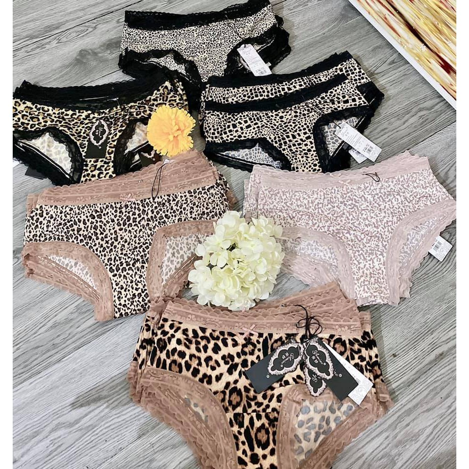 Quần Lót Nữ Su Lạnh Hoạ Tiết Da Báo Viền Ren Sexy Gợi Cảm Hàng Cao Cấp 2339