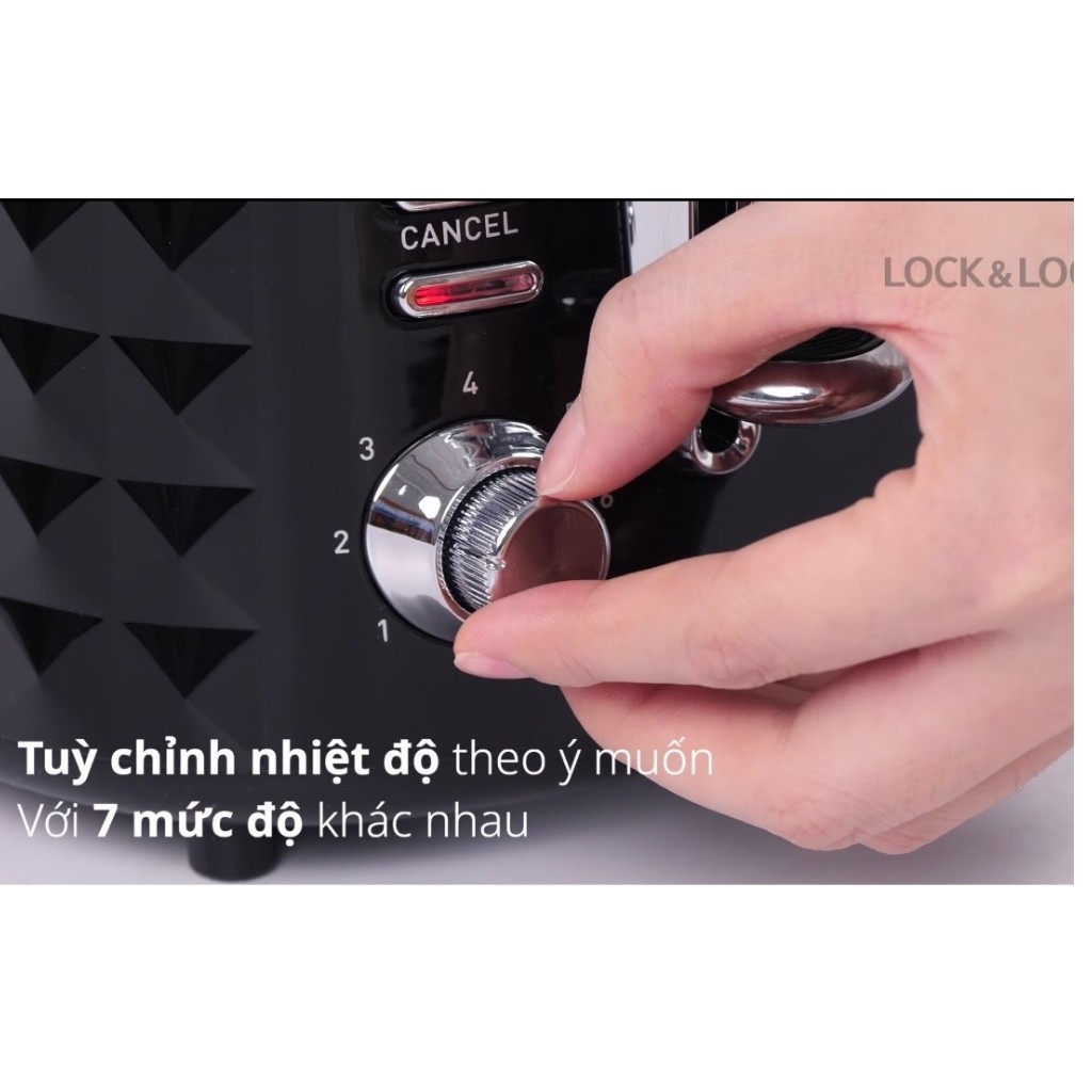 Máy Nướng Bánh Mì Mini Lock&Lock công suất 850W Màu đen EJB222BLK (hàng bảo hành chính hãng 12 tháng) (ảnh thật)