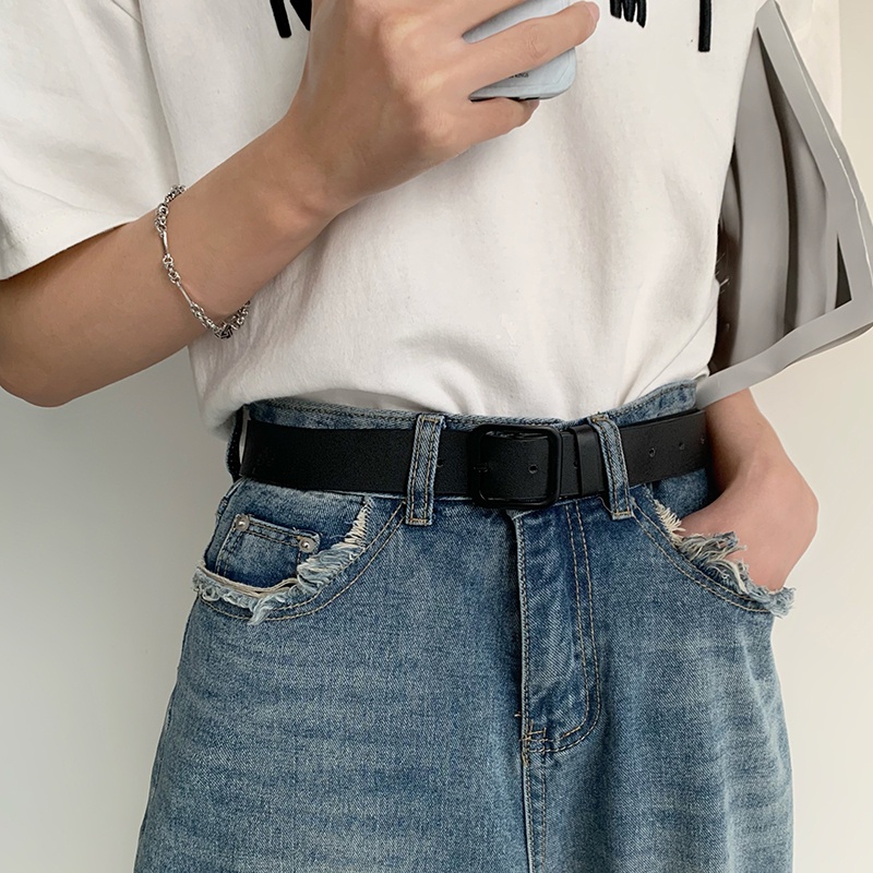 Thắt Lưng Màu Đen Kiểu hip-hop Hàn Quốc Cá Tính Cho Nam