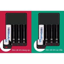 Combo Sạc Pin Và 4 Pin Tiểu Sạc Palo AA 1800mAh dùng cho máy quay, chuột máy tính,điều khiển, micro hát karaoke...