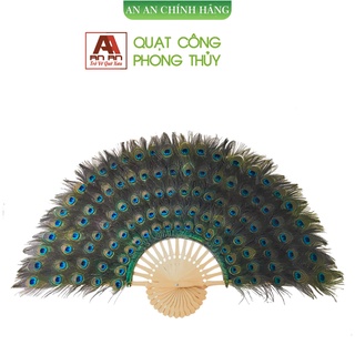 Quạt lông công phong thủy An An dài từ 1m-1,4m Lông công treo tường đẹp tự nhiên 100%