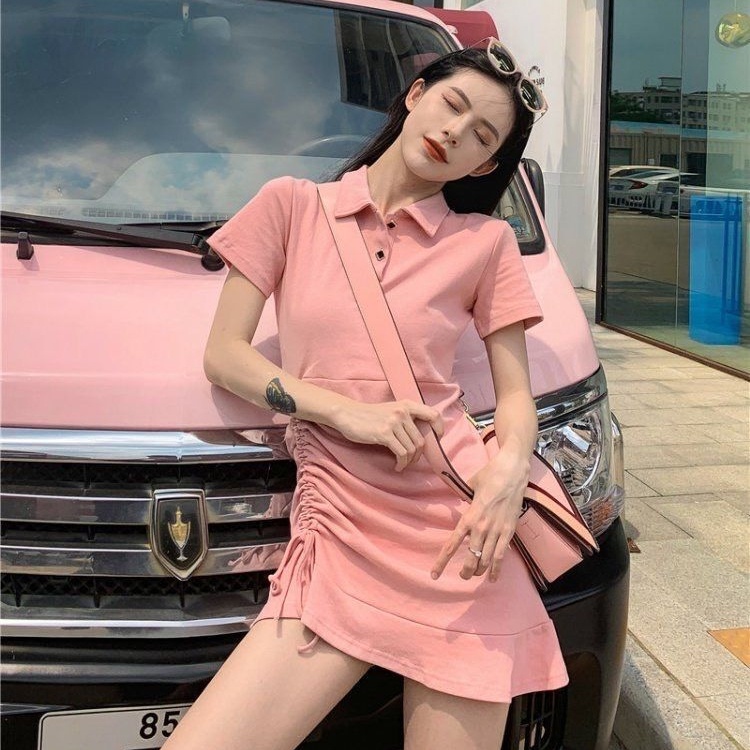 Đầm midi SUXI thiết kế dây rút bên hông màu sắc thanh lịch thời trang mùa hè dành cho nữ