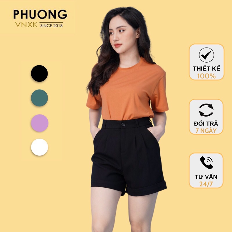 Quần sooc nữ gập  gấu chất vải Vitex Hàn loại 1 gồm 4 màu đủ size 40-60kg