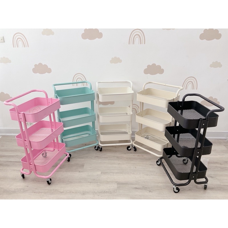 Kệ Đa Năng 3 Tầng/Kệ Để Đổ Kim Loại 3 Tầng Có Tay Cầm, Bánh Xe Tiện Lợi, Suzy baby