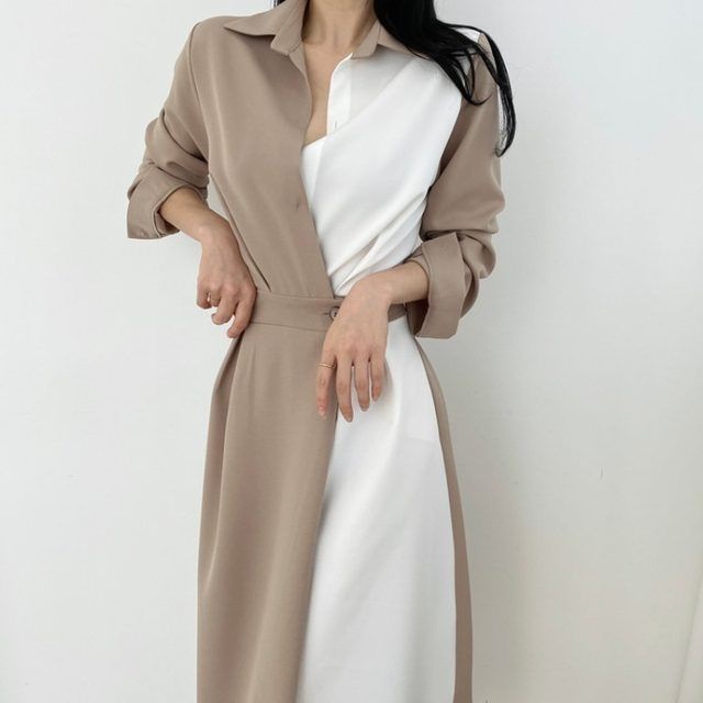 Đầm Sơ Mi Chiết Eo Phong Cách Hàn Quốc Thời Trang Mùa Thu Dành Cho Nữ