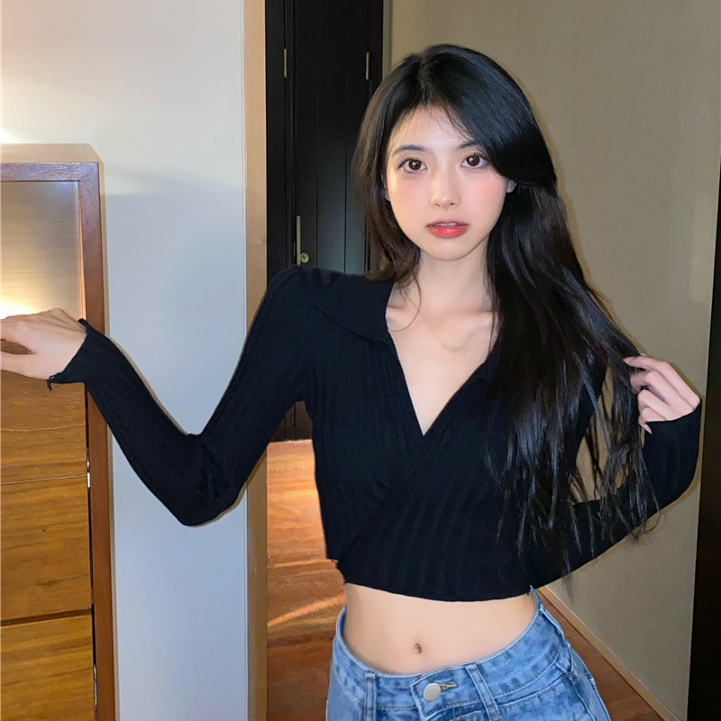 Áo cardigan dệt kim cổ chữ V tay dài màu sắc đơn giản phong cách Hàn Quốc thời trang dành cho nữ