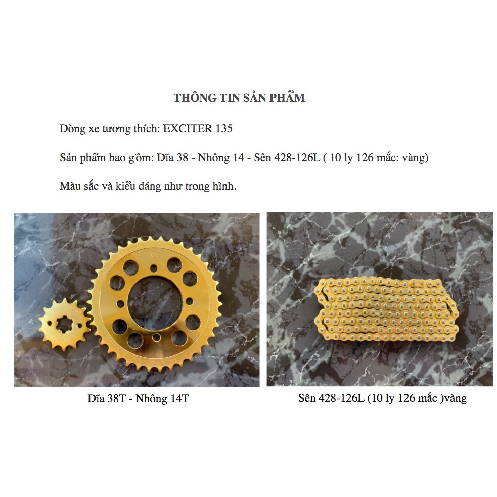 NHÔNG SÊN DĨA EXCITER 135  VÀNG