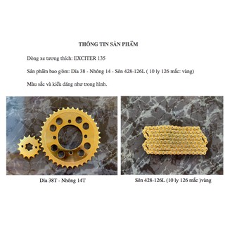 NHÔNG SÊN DĨA EXCITER 135 (5 số) VÀNG