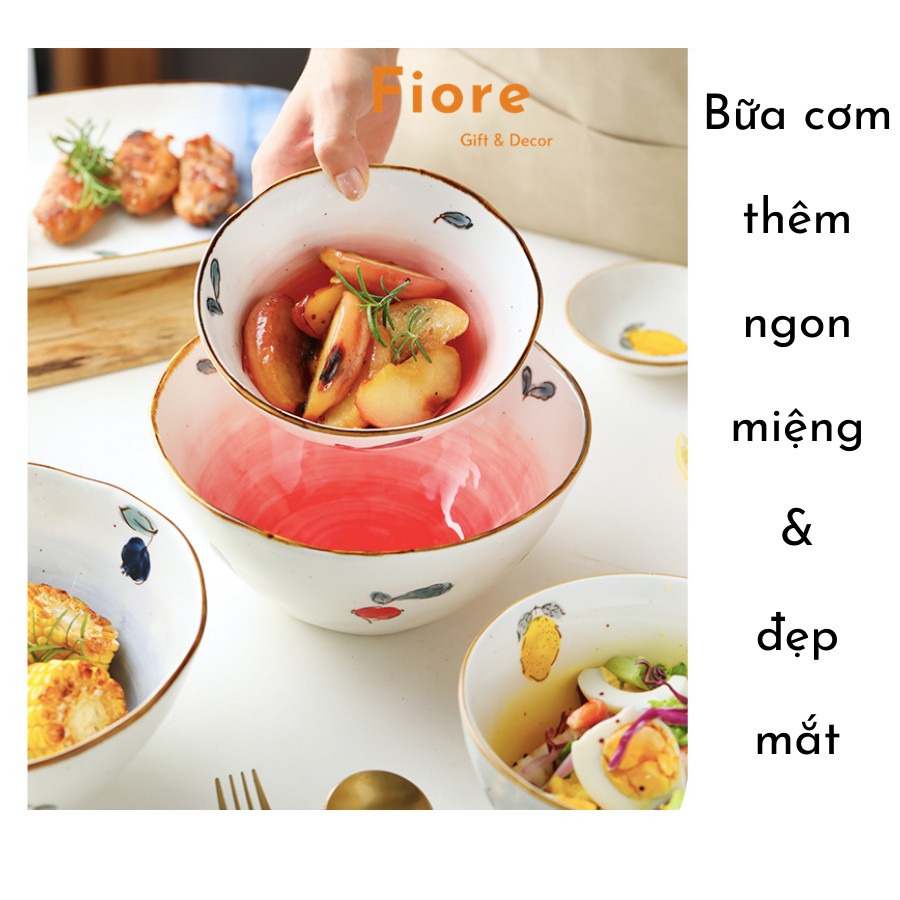 Tô ăn phở , bát tô ăn mì hình nón họa tiết hoa quả xinh xắn decor Fiore