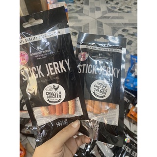 QUE PHÔ MAI, GÀ VÀ CÁ CHO CHÓ STICK JERKY