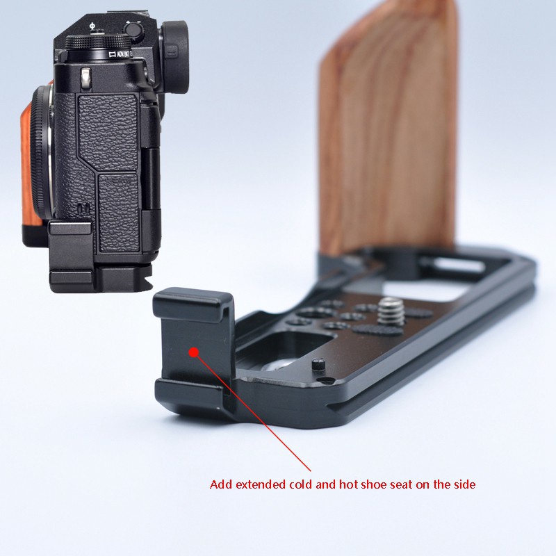 Wooden Handle L Quick Release Plate Cold Boot Bracket for Fuji X-T4