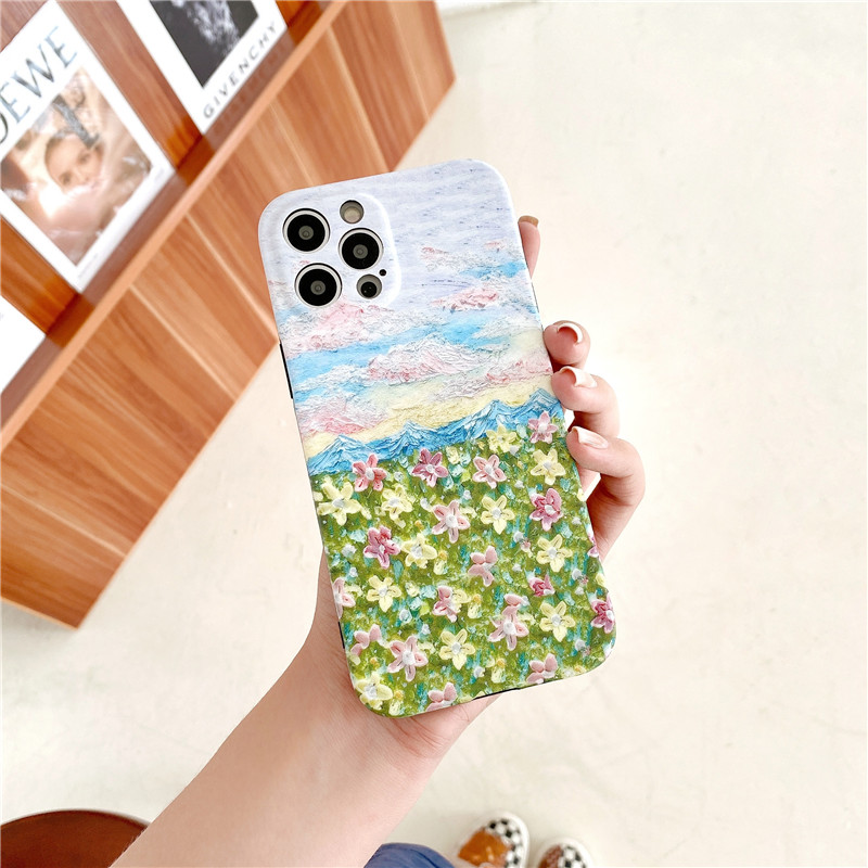 For Huawei P40 Pro P30 P20 Soft TPU an oil painting Sea of flowers pattern Phone Cases For Huawei Nova 7i 7T 7 6 5 4 3 Mate 40 30 20 Mobile Phone Back Cover