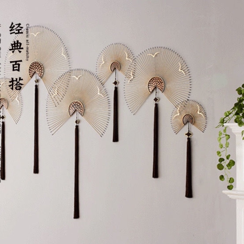 Quạt Tranh Sắt Treo Tường Phong Cách Trung Hoa