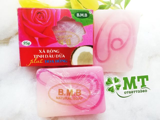 Xà bông dừa hoa hồng B.M.B (1 cục 95g)