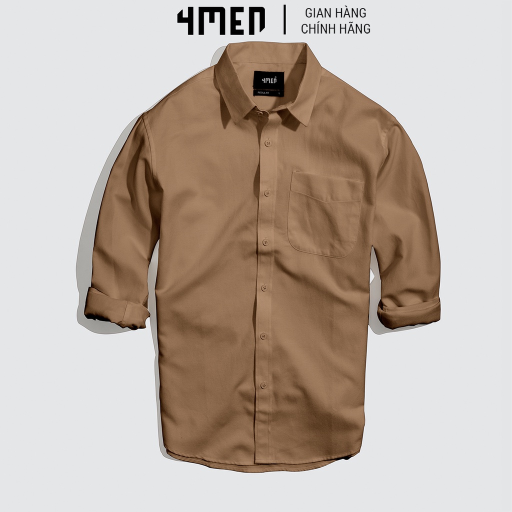 Áo sơ mi nam oxford trơn đẹp 4MEN SM070 tay dài form suông regular, vải oxford 100% cotton cao cấp thoáng mát | BigBuy360 - bigbuy360.vn