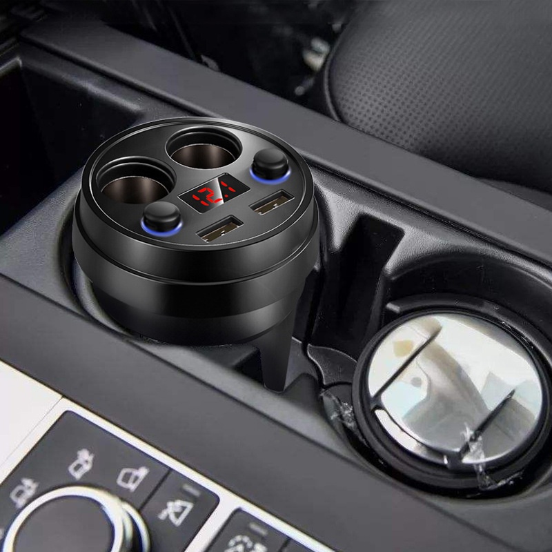 [Shop Amart] Củ Sạc Trên Ô Tô 30W 4 Cổng USB Có Đèn LED Hiển Thị Điện Áp Cho Android iPhone