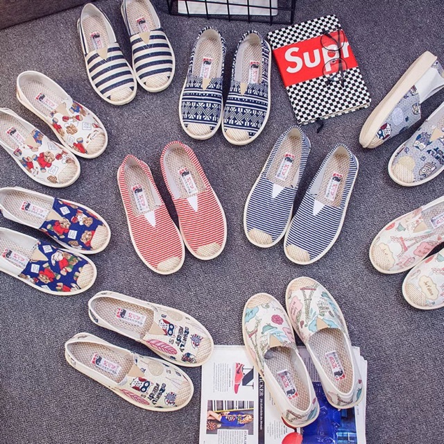 (Order) Giày slip on vải đế cao su