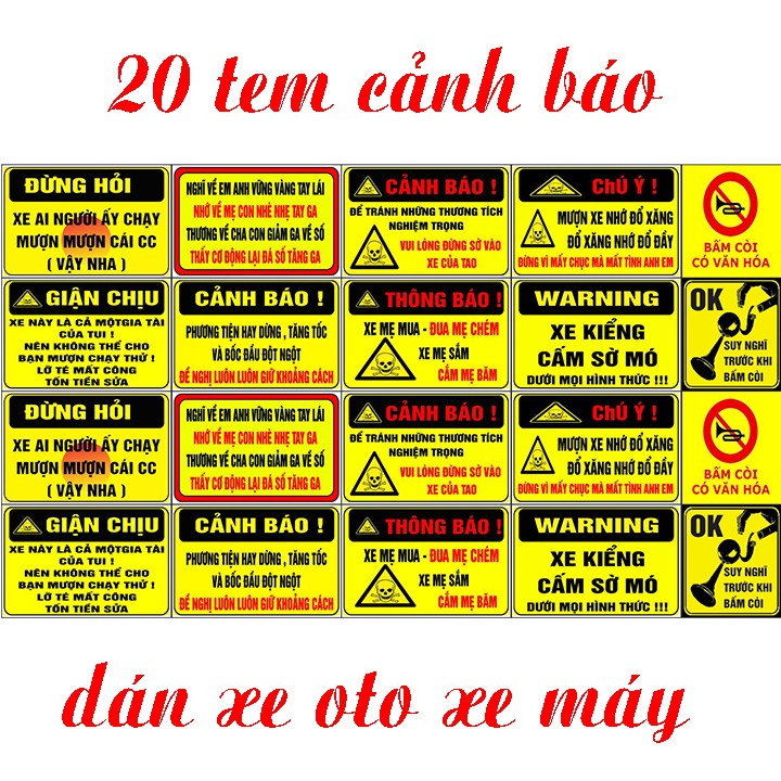 logo cảnh báo tem cảnh báo dán xe