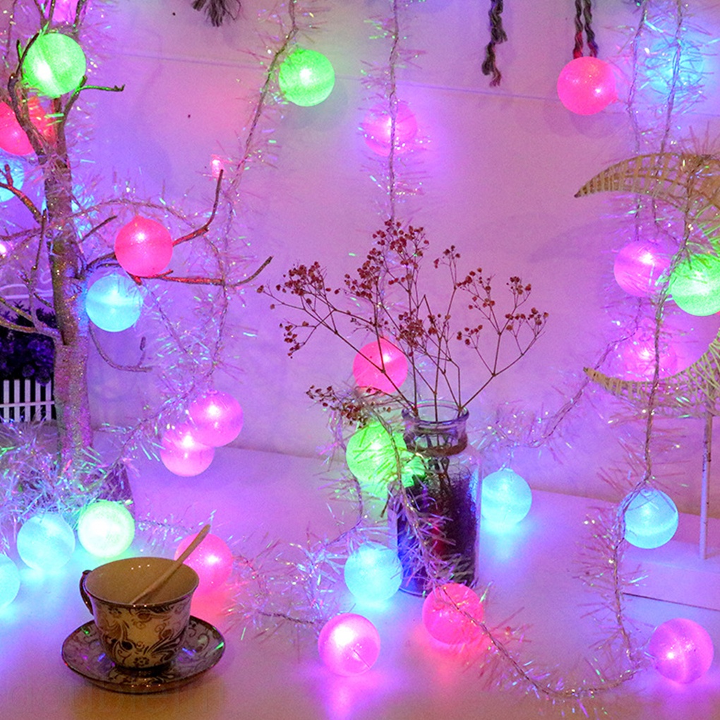 Dây đèn treo trang trí hình quả cầu cotton