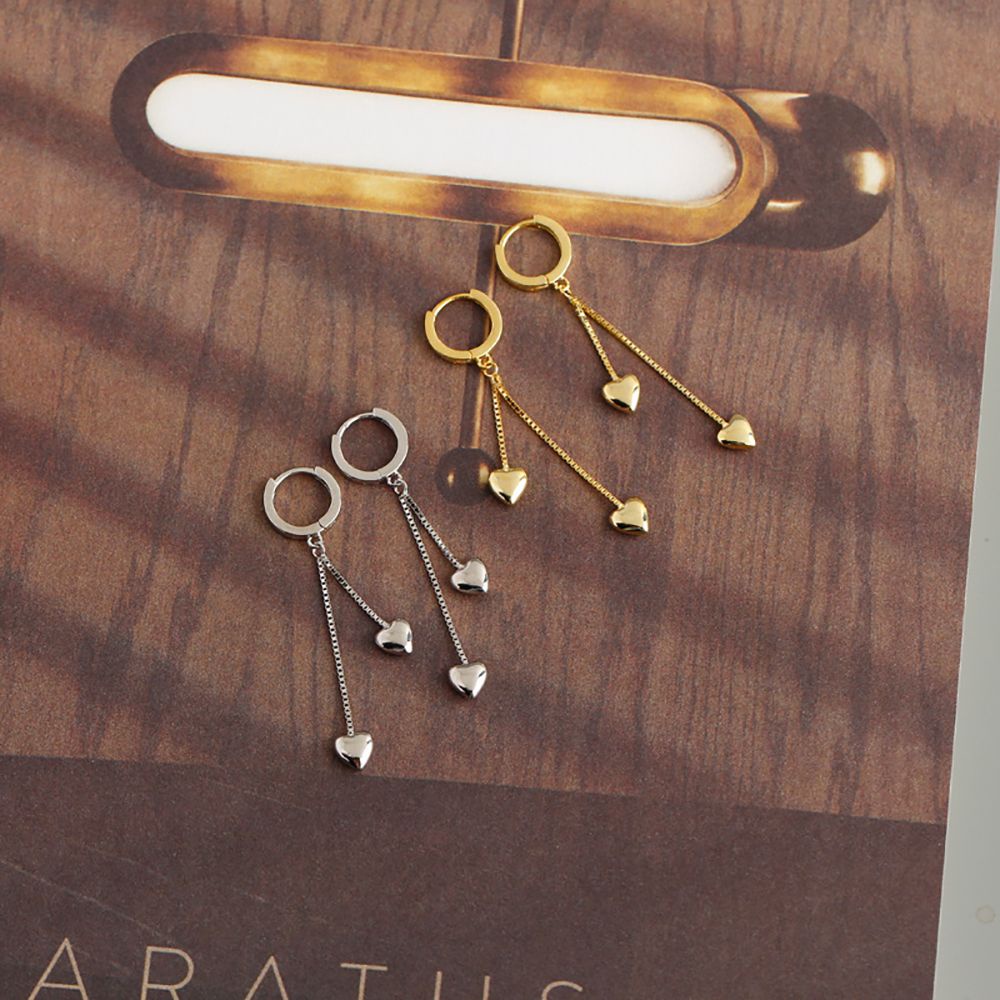 Khuyên Tai Tua Rua Hình Trái Tim Dễ Thương Phong Cách Hàn Quốc Dành Cho Nữ