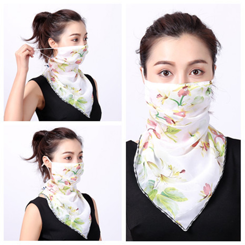 Khẩu trang che mặt tích hợp khăn choàng cổ chống bụi và tia UV in hình họa tiết hoa thời trang dành cho nữ | BigBuy360 - bigbuy360.vn
