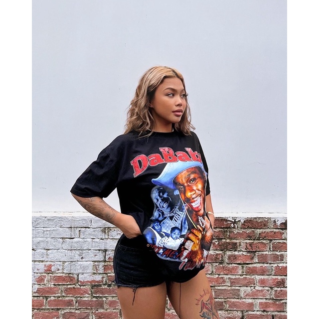 BLANK | Áo Thun DABABY Tay Lỡ Unisex - Đen/Trắng Cổ Tròn