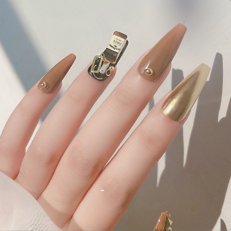 Nhãn Dán Trang Trí Móng Nghệ Thuật Mini Hình Chai Rượu Đính Kim Cương Lấp Lánh DIY