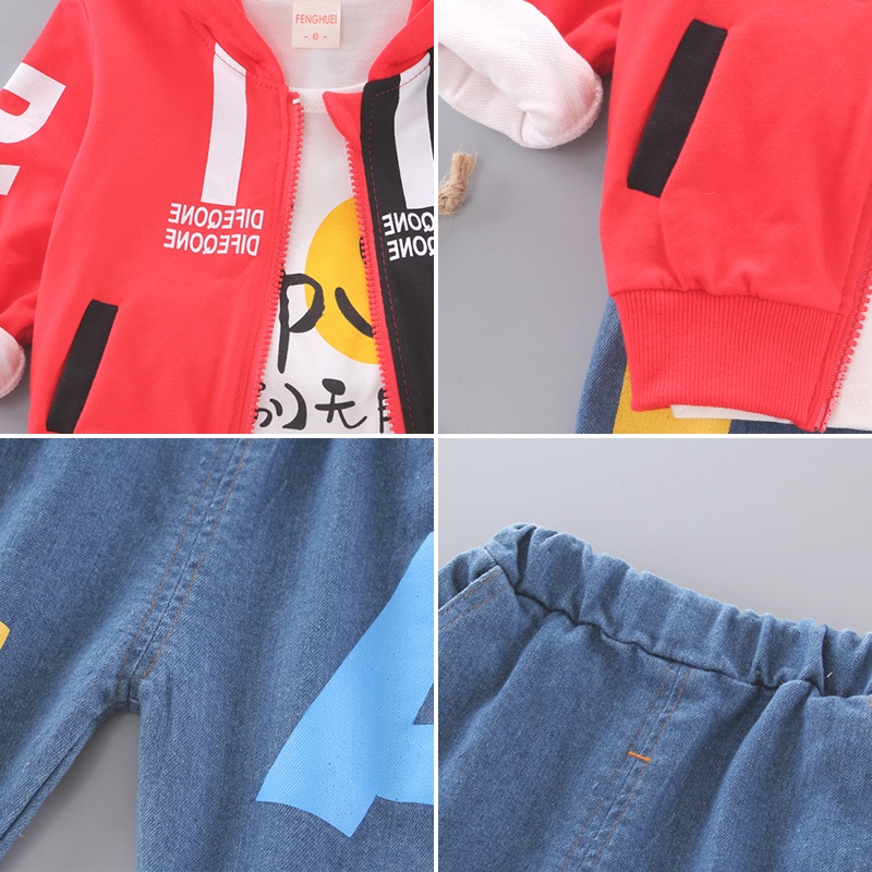 Set Áo Thun Tay Ngắn Có Nón Và Quần Yếm jeans Thời Trang Cho Bé Trai